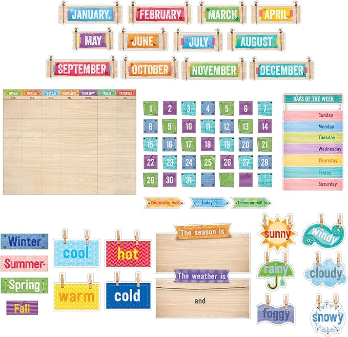 Creative Teaching Press Upcycle Style Calendar Set Bulletin Board (7061),Multi