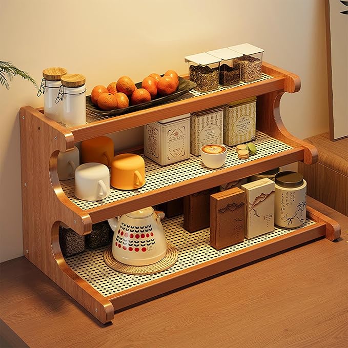 Desktop Shelf Organizer, Bamboo Desktop Bookshelf, 3-Tier Organization Shelves for Top of Desk for Dorm College Table Top Shelving Display Stand for Living Room/Home