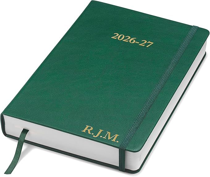 Wykeham's Executive 2026-27 Daily Journal Planner – Customization Available – Mid-Year Academic Diary – July 2026 to June 2027 (Personalized Racing Green, 8.5"×5.5")