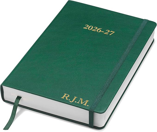 Wykeham's Executive 2026-27 Daily Journal Planner – Customization Available – Mid-Year Academic Diary – July 2026 to June 2027 (Personalized Racing Green, 8.5"×5.5")