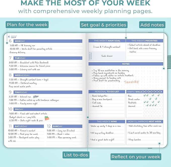 Clever Fox Planner 2nd Edition Dated Jan 2026-Jan 2027 – Colorful Weekly & Monthly Goal Setting Planner, Habit Trackers, Time Management and Productivity Organizer, Gratitude Journal, A5 (Aquamarine)
