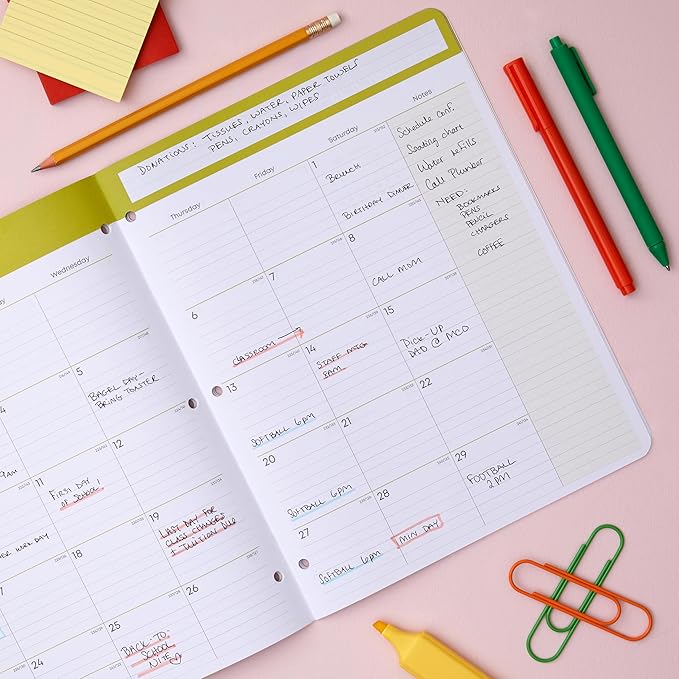 Blue Sky 2026-2027 Monthly Academic Year Teacher Planner Calendar, July 2026 - June 2027, 8.5" x 11", Coated Paper Cover, Stapled Binding, Rainbow Pencils