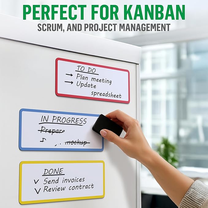 12 Pack Dry Erase Magnetic Labels 12x4 in - Magnetic Name Tags for Classroom Lockers School Bus - Classroom Magnets for Names - Magnet Labels for Whiteboard - Magnet Names Plates for Classrooms