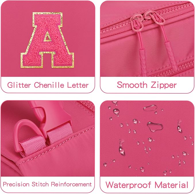 Initial Insulated Lunch Bag for Girls Kids, Back to School Gift, Reusable Leak-proof Lunch Box with Adjustable Strap for School Daycare Travel Picnic (Rosy Red,A)