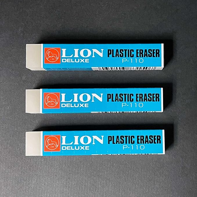 LION Extra-Large Rectangular White Plastic Erasers, 3EA/Pack (P-110-3P)