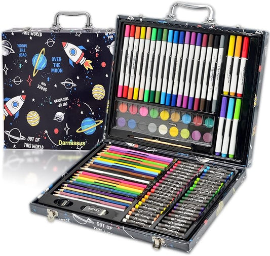 Darnassus 132-Piece Art Set, Deluxe Professional Color Set, Creating Gift Box, Art Set Crafts Drawing Painting Christmas Kit for Kids and Adult, Girls Boys