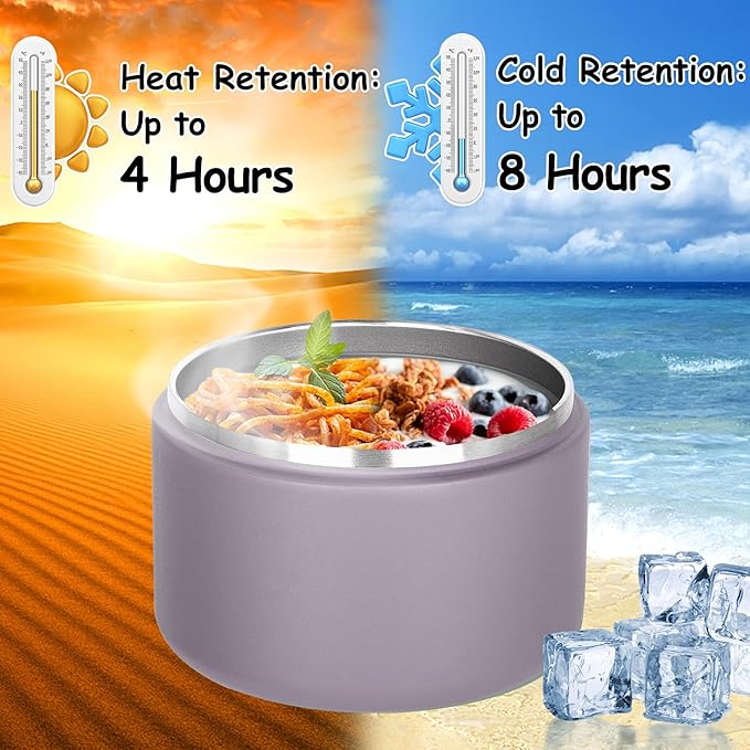 Pawtong 12oz Insulated Vacuum Food Jar with Buckle Lid Wide Mouth Soup Thermo for Hot Food Kids Leakproof Stainless Steel Lunch Container