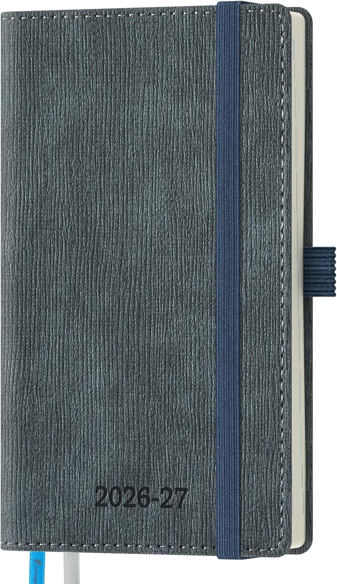 2026-2027 Weekly and Monthly Planner (July 2026–December 2027),6.5"x3.75",Vertical Layout,18 Months Agenda with Month Tabs & Pocket, Academic Calendar with Vegan Leather Cover,Charcoal Gray