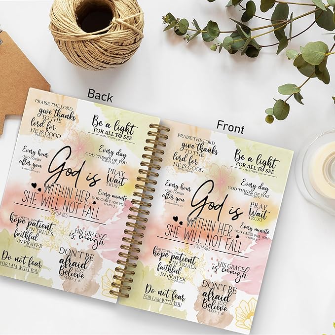 Christian Gifts for Women Spiral Notebook, God Is Within Her She Will Not Fall Journal Notebook, Bible Verse Notebooks for School Work, Inspirational Religious Office Supplies Gifts, 5.5x8.3Inch