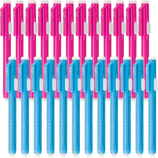 Mr. Pen- Retractable Mechanical Eraser Pens, 24 Pack, Pink & Blue Barrels, Bulk Latex-Free Precision Pencil Erasers for Artists, Students, Drawing, Sketching & Drafting