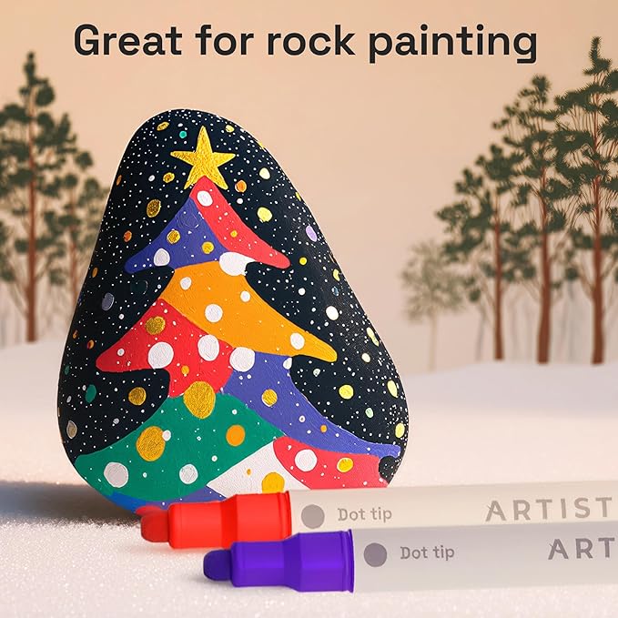 ARTISTRO 36 Precision Dual-Tip Acrylic Paint Markers – Paint Pens Set with Dot & Fine Tips for Fabric, Rock, Glass, Wood, Coloring Books – Classroom & Art Supplies Gift – Teacher Appreciation Gift
