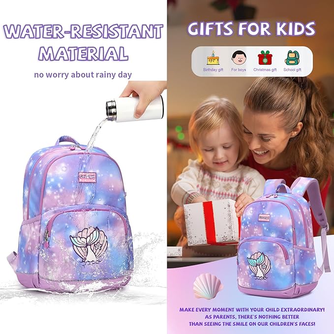 Cusangel Kids Backpack for Girls Boys Preschool,in 5-10 Ages Elementary and Toddler,Daycare Backpacks for Girls 5-10,18L kindergarten Lightweight bookbag With Pencil bag,Whistle,Front Chest Buckle