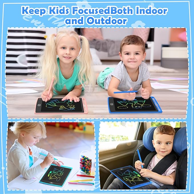 TQU 3 Pack LCD Writing Tablet for Kids, 8.5 Inch Colorful Doodle Board Drawing Tablet, Educational Learning Toys Birthday Gifts for Boys Girls Age 3 4 5 6 7 8