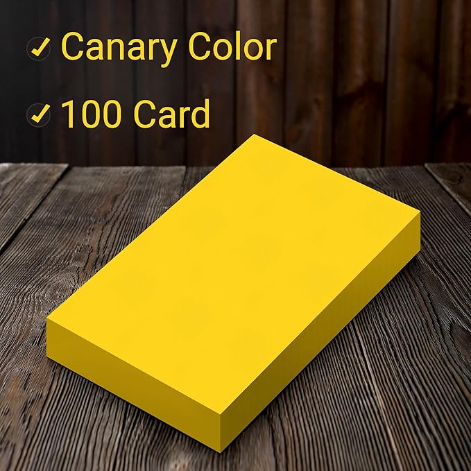 THREE LEAF 3 X 5, INDEX CARDS UNRULED, 4000 CT. (100 x 40) CANARY, Blank Flash Cards, Study Card, Memo Pad, For To-Do List, Art And Craft Projects