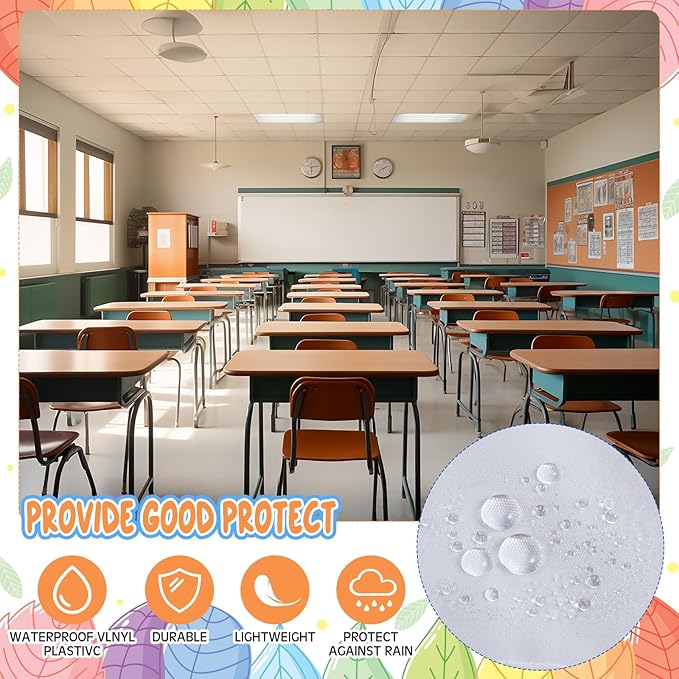 Sinload 48 x 39 inch Bulletin Board Border Storage, Foldable Border Storage Pocket Chart, Classroom Organizer with Pockets for Teacher (White)