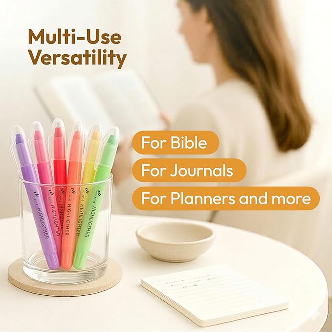 10 Pack Bible Safe Highlighters - Sorbet Color, Wax Highlighters No Bleed, Scripture Markers for Journaling, Study Accessories and School Supplies