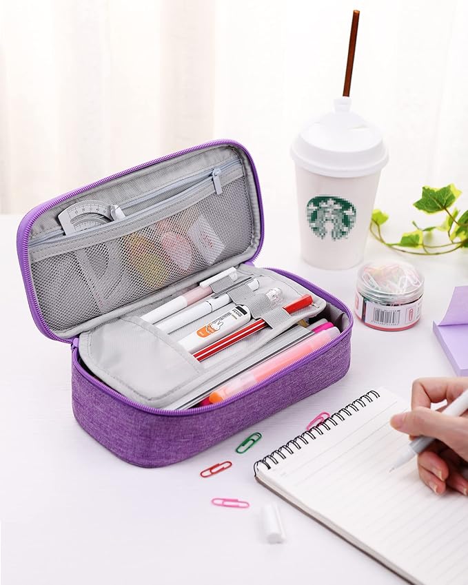 YOKUMA Pencil Case,Large Capacity Pencil Pouch,Aesthetic Zipper Pencil Box, Back to School Supplies for College Student Teen Adults,Travel Essentials,Electronic Cable Organize