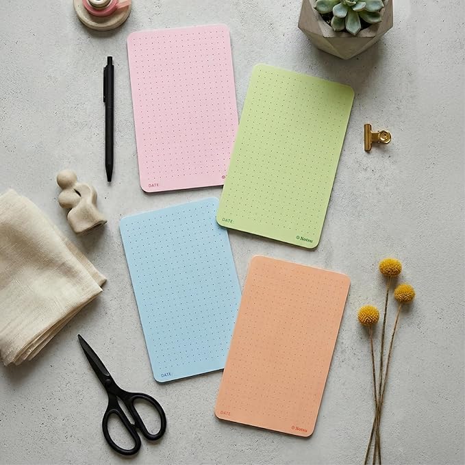 Notsu Dotted Colored Note Cards 3x5 inch, 40 ct | Orange Bullet Dot Grid Vertical Color Index Cards with Rounded Corners, Premium Thick Paper 350 gsm