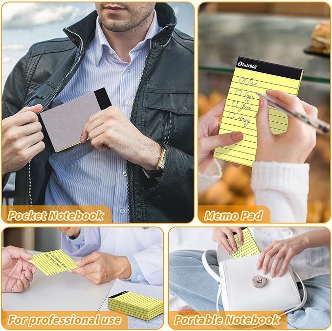 Oleitodh 3x5 Notepads – 48 Pack Yellow Memo Pads Small Writing Pads with Perforated Lined Pages, Mini Note Pads 30 Sheets per Lined Note Pads 3x5, Pocket Notepads for Office School Home Supplies