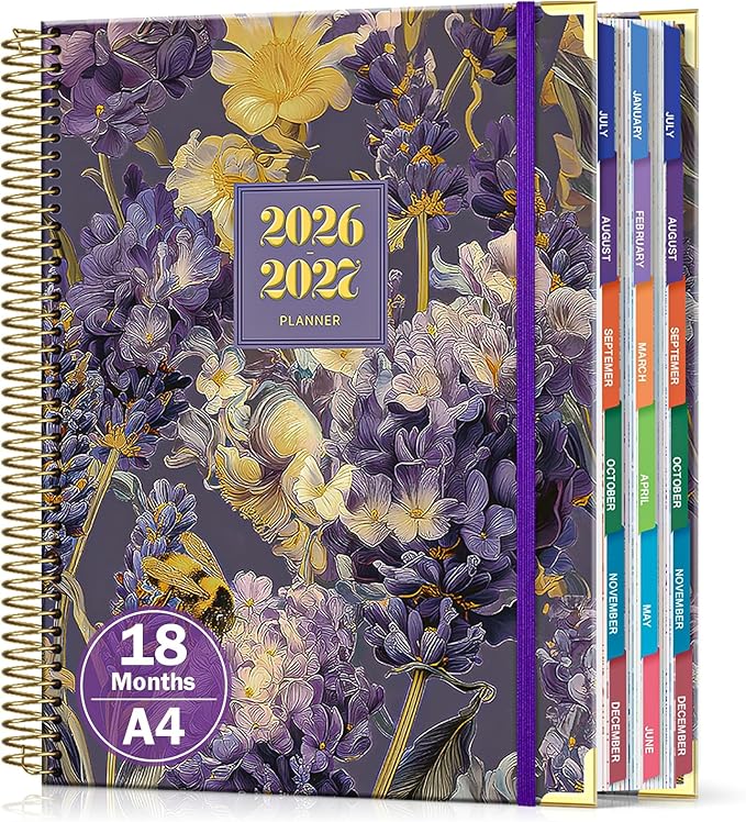 Planner 2026-2027, 8.5" x 11" Academic Planner Jul 2026 - Dec 2027, 18 Month Planner Weekly and Monthly, Hardcover Calendar Planner with Large Laminated Tabs, No Bleed Paper, Pockets for Women Teacher