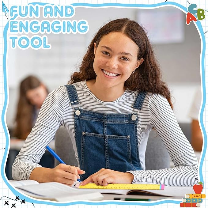 Affrolling 6 Pcs Pencil Shaped Wooden Rulers 12 Inch/30cm Measuring Standard 2 Scale Cute Pencil Rulers Gifts Bulk for Students Home Office