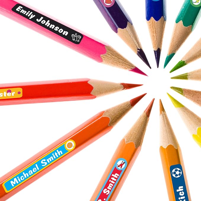 Lovable Labels Personalized Labels for Kids (120 Labels) - Waterproof Dishwasher Safe Peel and Stick Stickers are Great for School Supplies Daycare Camp Bottles (Sporty)