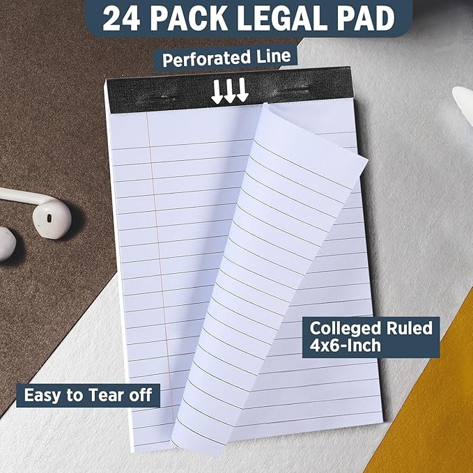 12 PCS 4 x 6 inch Small Legal Pad College Ruled Lined Boho Colored Note Pads Mini Legal Pad 80 GSM Notepad 30 Sheets Memo & Scratch Pads for Office School Work Business Home To Do List Grocery List