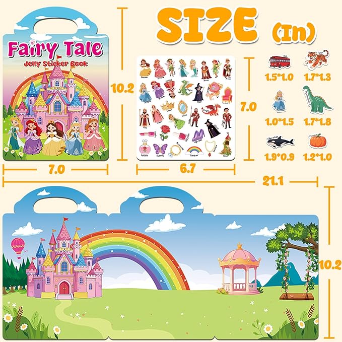 6 Sets Reusable Sticker Books for Toddlers 3+ Years, Jelly Sticker Book for Kids, Travel Stickers Activity Book Travel Toys for Toddlers