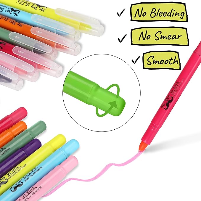 Mr. Pen- No Bleed Gel Highlighters, Assorted Colors, 16 Pack, Bible Highlighters and Pens No Bleed, Bible Markers for Study, Journaling, School Supplies and Accessories