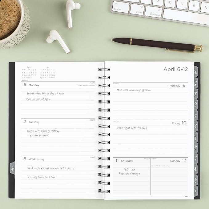Mead Planner 2026-2027 Weekly & Monthly Academic 15-Month April-June, 5.5" x 8.5", Black (CAW42005)