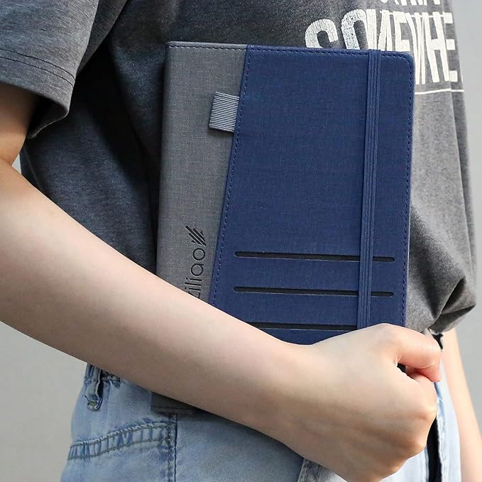 Lined Journal Notebooks with Pen Loop, Hardcover Notebook Journal for Work, 100Gsm Premium Thick Paper with Inner Pocket, Medium 5.7"x8.4", （Blue, Ruled）