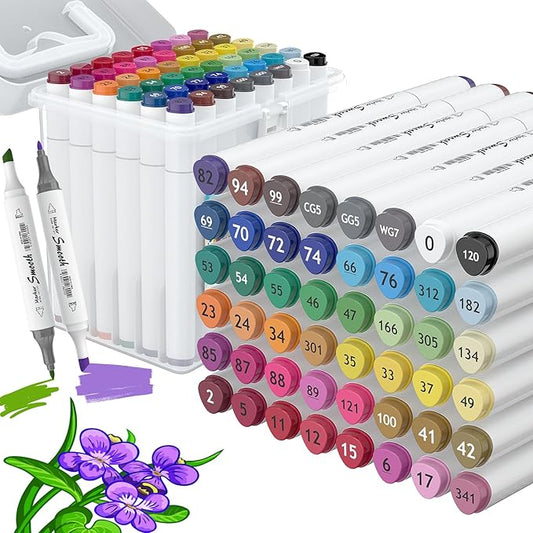 48 Colors Alcohol Markers, Dual Tip Art Markers with Fine Tip & Chisel Tips for Coloring, Illustrations, Drawing, Sketching for Adults
