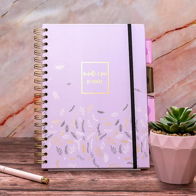 Pukka Pad 5 Subject Spiral Notebook 12-Pack - 200 Pages, 100 Sheets of 80GSM Paper with Repositionable Dividers & Perforated Edges for School & Office - B5-7 X 10, Purple, Squared