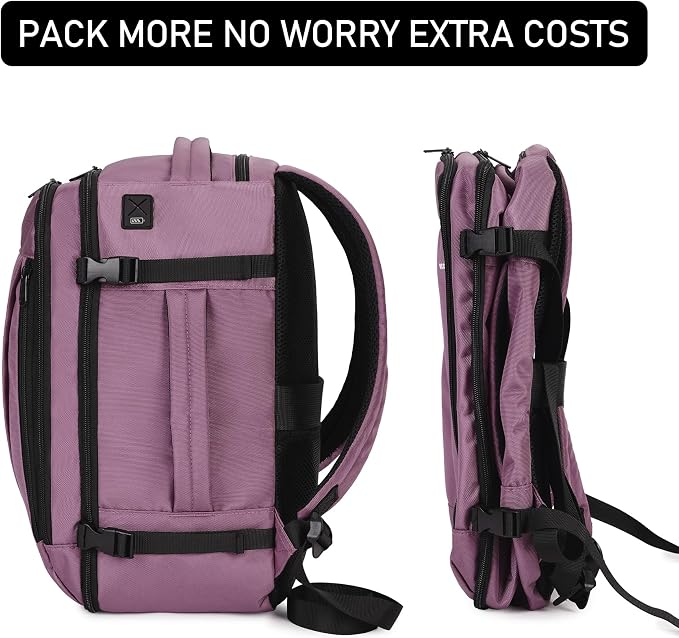 ECOHUB Travel Backpack 18x14x8 Frontier Airlines Personal Item Bag Pink | Carry On Backpack with 13 Pockets, Casual Daypack for Men Women Airline Approved Water Resistant Back pack with Charging Port