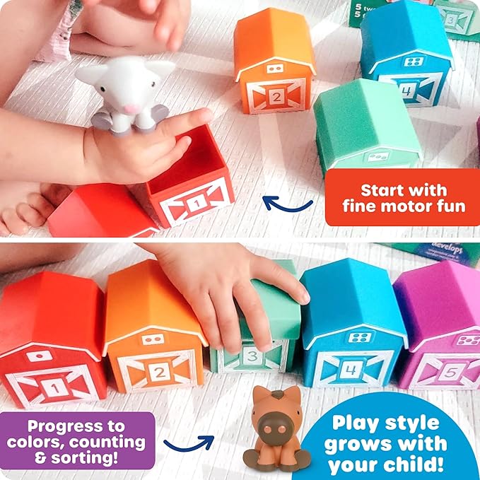 Learning Resources Peekaboo Learning Farm - Farm Animals for Toddlers, Educational Fine Motor Montessori Sets, Toddler Animal Toys, Counting, Sorting & Matching Barn Animal Toy, Little Animal Figures