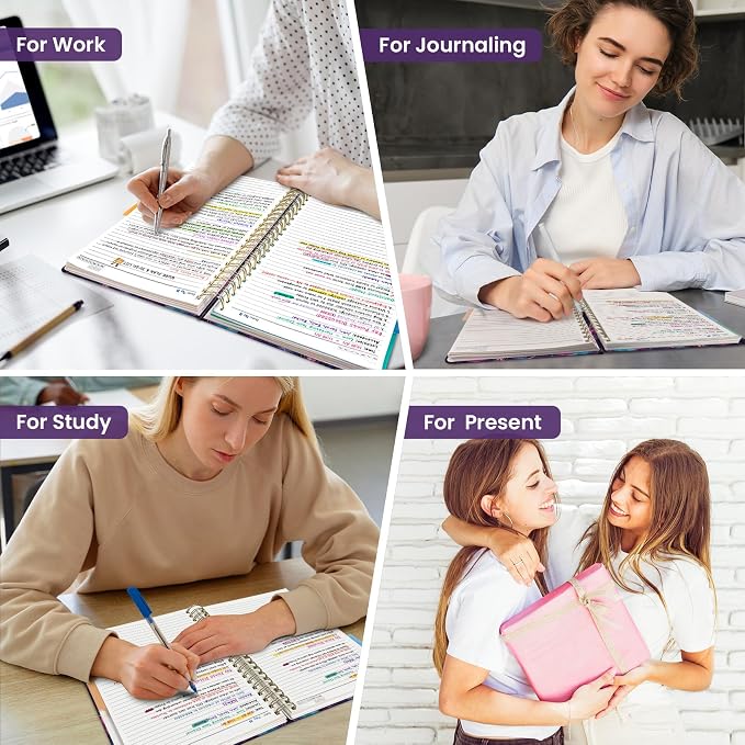 Taja Pretty Large Spiral Lined Notebook for Work with 5 Removable Dividers
