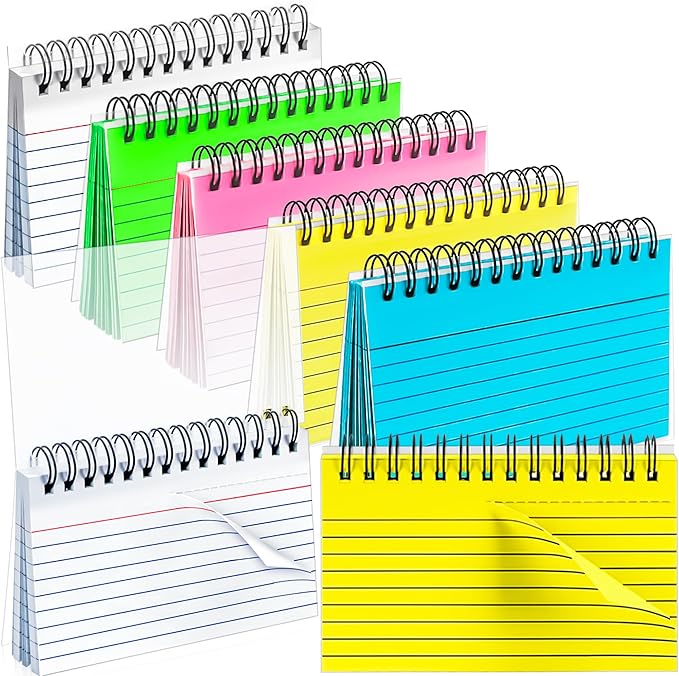 Colorful 250 Pcs Spiral Index Cards 3x5 Inch Flash Cards with Ring Lined Note Card Book Flashcards, Colored Ruled Card Pad Index Note Books 3 x 5 Notecards for Studying School Supply College