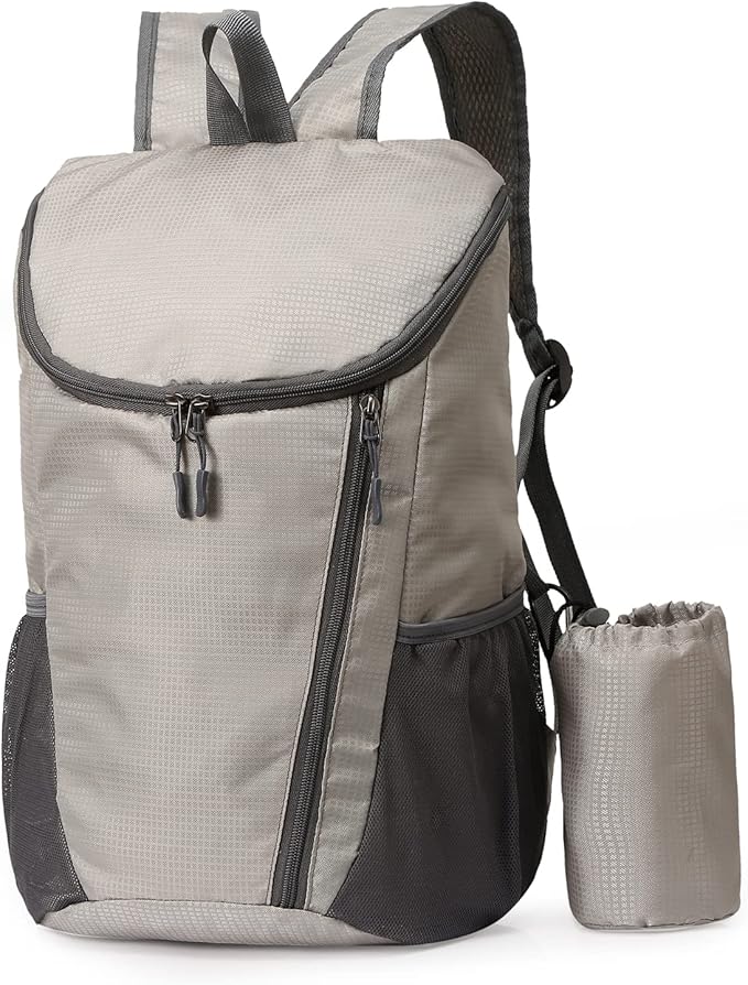 DOVO Hiking Backpack, Waterproof and Wear-resistant Lightweight Backpack Packable,Outdoor Travel Camping Daypack Foldable-GERY