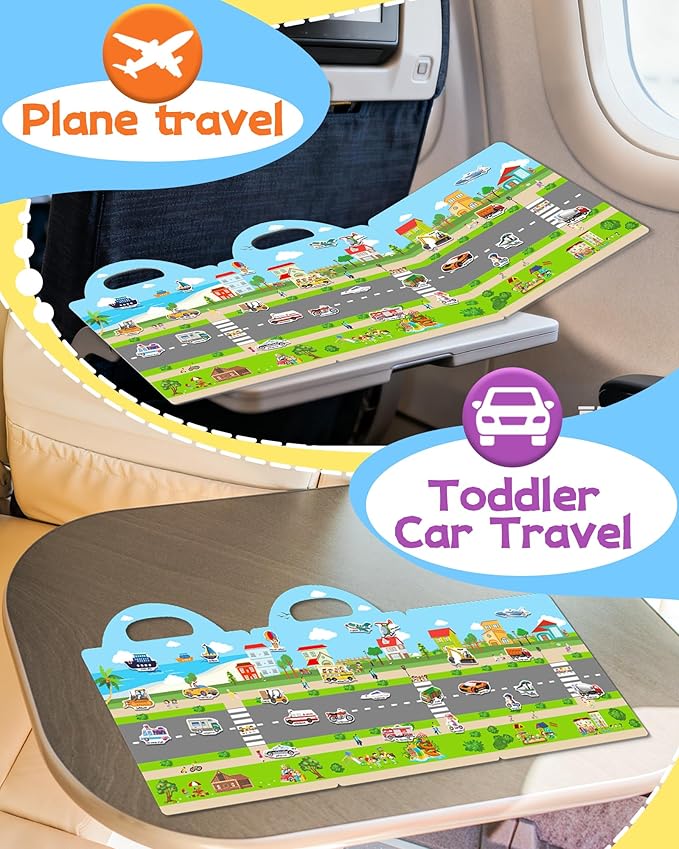 Benresive Reusable Sticker Book for Toddlers, Travel Stickers for Kids, Toddler Crafts Activities Toys, Birthday Gifts for Boys & Girls - Vehicle