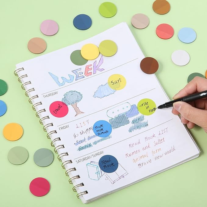 Mr. Pen- Round Transparent Sticky Notes, 1.1” Diameter, 28 Pads, 1120 Sheets, Colorful, Water-Resistant See-Through Sticky Notes Bulk & Fineliner, Smooth Writing, Note Tabs for Bible Journaling