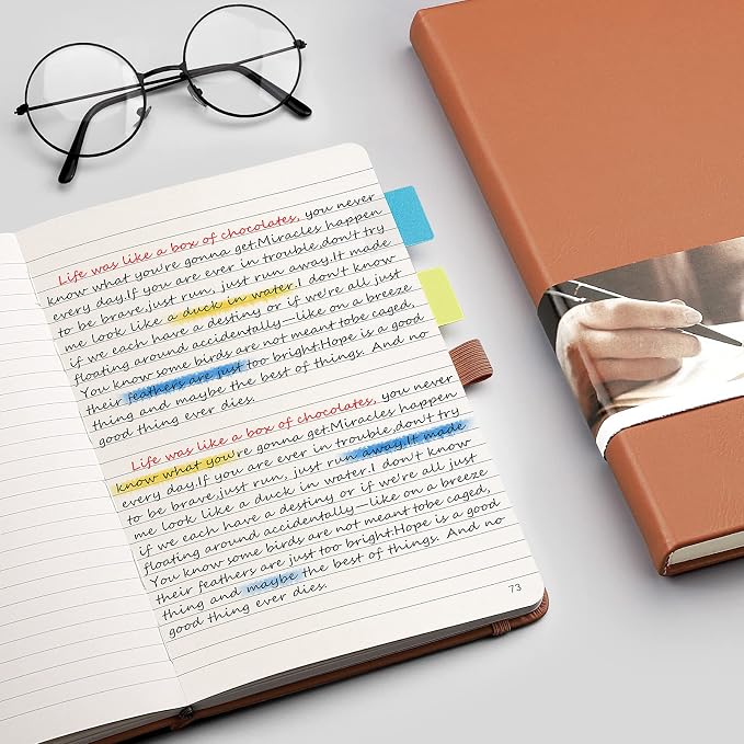 EMSHOI Lined Journal Notebook, 256 Numbered Pages, A5 Size (5.7'' x 8.3'')