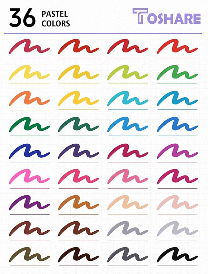 TOSHARE Art Markers Pens Dual Tip Coloring Markers Set with Brush & Fine Nib for Adult Coloring Book Brush Pens Professional Calligraphy & Drawing Art Supplies Kit for Adults (36 Colors)