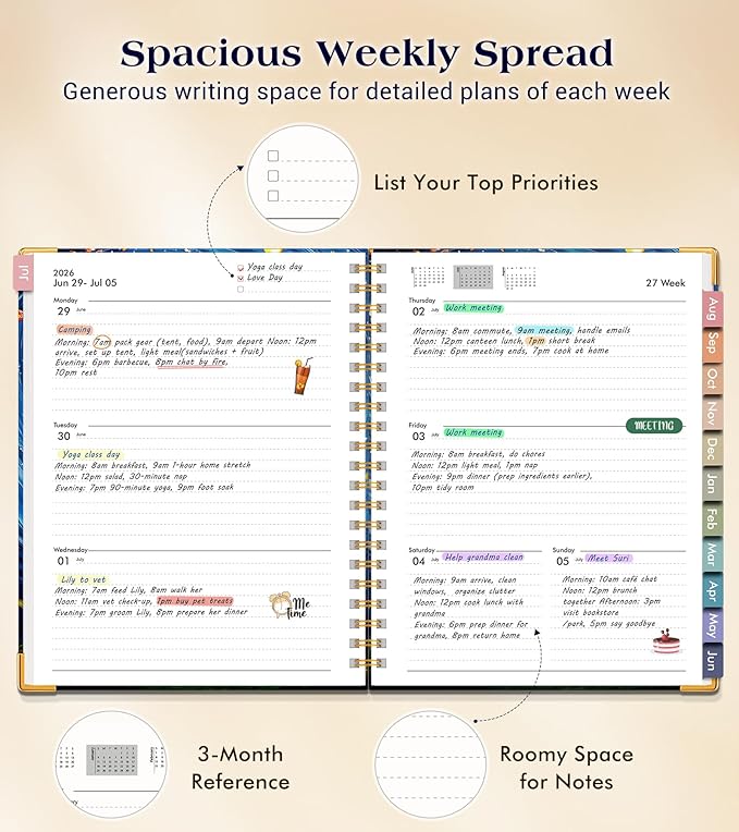 Academic Planner 2026-2027, Hardcover Weekly and Monthly Calendar Planner from July 2026 - June 2027, 6.1" x 8.2" A5 Daily Agenda with Tabs, College School Organizer for Student Teacher, Cosmic Tree of Life