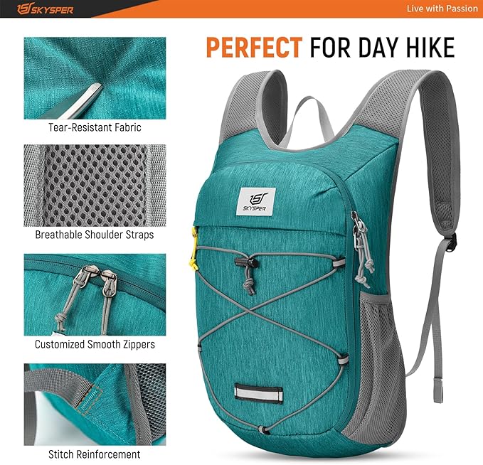 SKYSPER Foldable Hiking Backpack - 10L/15L Small Lightweight Daypack Breathable Travel Backpacks