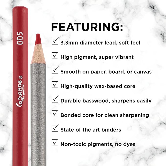 Cezanne Premium Colored Pencil Set With 6pk Colorless Blenders - Soft Wax Core Colored Pencils for Drawing, Blending, Coloring, Professional Artists & More! - 72-Count
