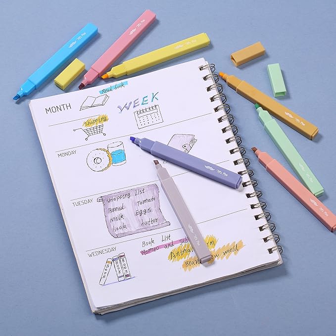 Mr. Pen- Aesthetic Highlighters No Bleed, 8 Pack, Assorted Colors, Chisel Tip, Cute Highlighters Assorted Colors for Journaling, Highlighting, Underlining, Fast Dry, Back to School Supplies