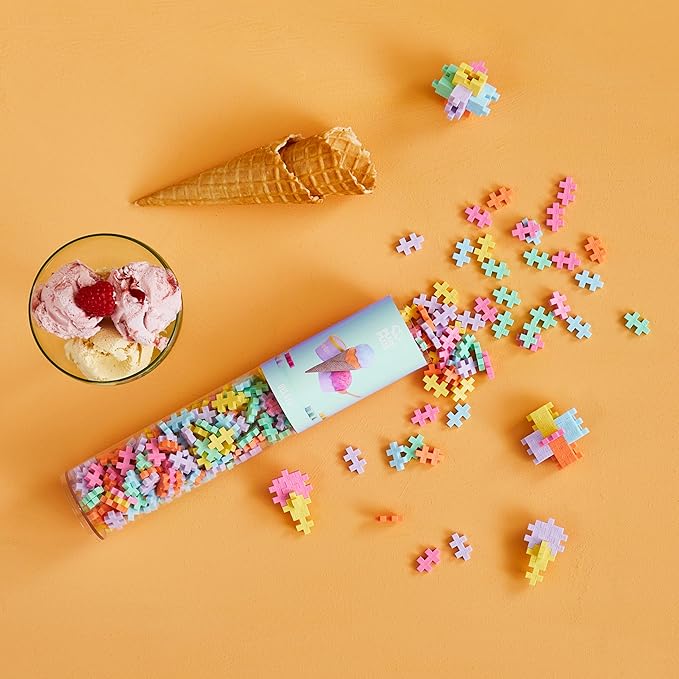 PLUS PLUS 240 Piece Gelato Mix Tube - Mini Interlocking Building Blocks Set, Stem Toys for Kids - Sensory Bin Fillers/Math Manipulatives Classroom Must Haves Gifts for Boys & Girls