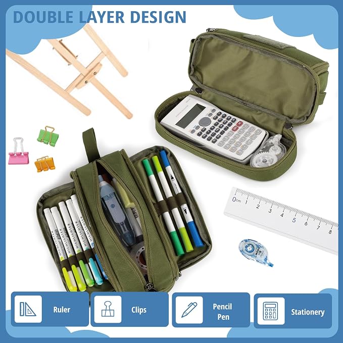 Tactical 4 Compartments Pencil Case for Boy, Large Pen Pouch Bag for School | Tactical Large Capacity Pen Box, 900D Farbic Tool Bag for School College Office Marker Organizer for Boy Kid Men Adult Teen