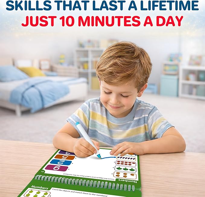 QUOKKA Tracing Books for Kids Ages 3-5 – Reusable Dry Erase Activity Books for Kids Ages 3-5 - Writing Practice Workbook with Markers Quiet Time Travel Learning
