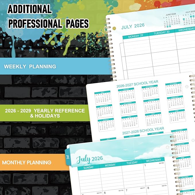 Student Planner 2026-2027 - Monthly and Weekly School Planner 2026-2027 with Stickers, July 2026 - June 2027, 9" x 11", Green Tabs